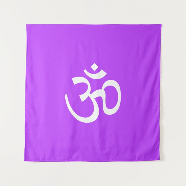 Om Om Kontur Symbol Hinduismus Symbol Orchid lila Wandteppich (Vorderseite)