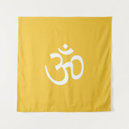Om Om Kontur Symbol Hinduismus Symbol Safran gelb Wandteppich
