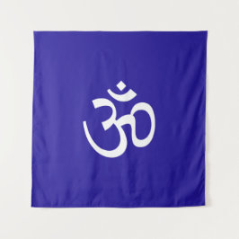 Om Om Kontur Symbol Kobalt Blau Hinduismus Symbol Wandteppich