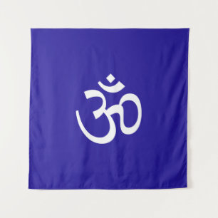 Om Om Kontur Symbol Kobalt Blau Hinduismus Symbol Wandteppich