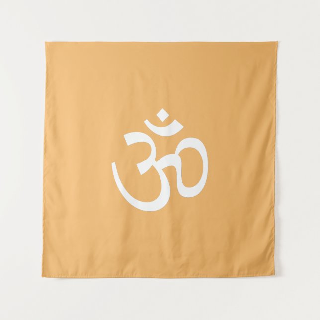Om Om Kontur Symbol Orange Hinduismus Symbol Wandteppich (Vorderseite)