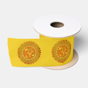 Om / Om Mandala Design orange + Ihr Text Satinband