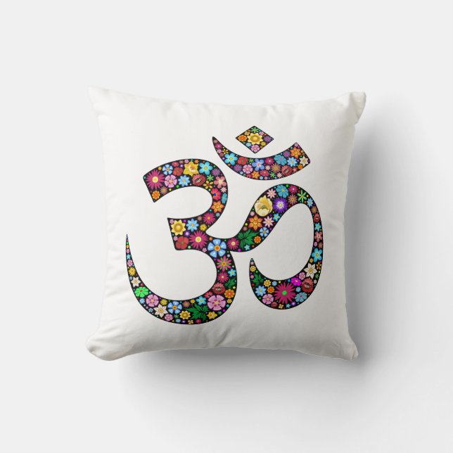Om Om Namaste Yoga Symbol Kissen (Vorderseite)