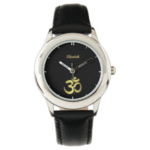 Om ( Om) Name des Yoga-Namens schwarz Armbanduhr