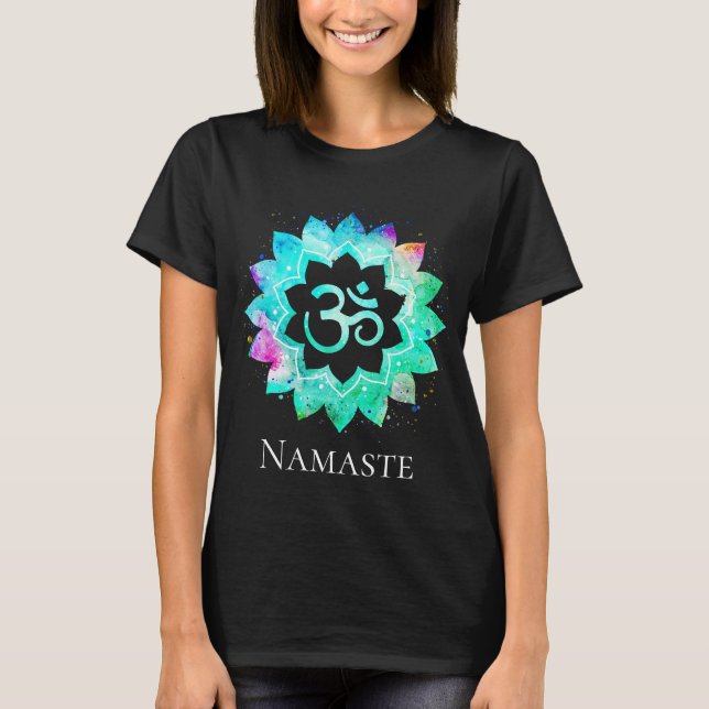 *~* OM-OM Symbol-geistiger Lotos-BlumeMandala T-Shirt (Vorderseite)