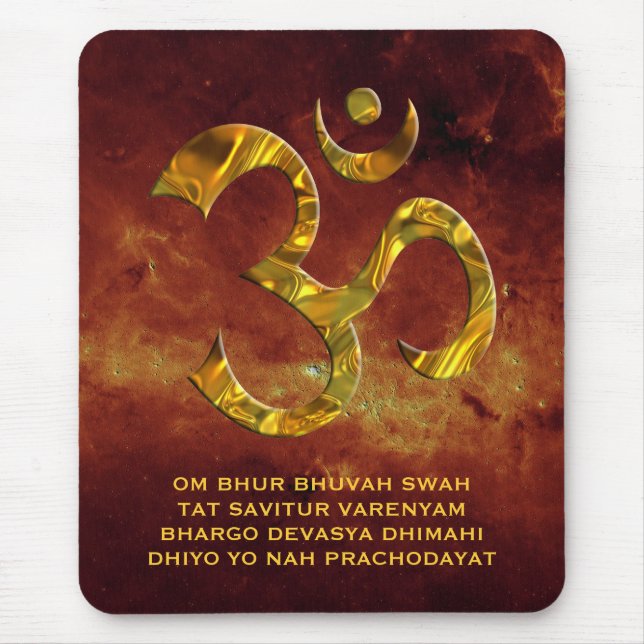 OM/Om u. Universum GAYATRI BESCHWÖRUNGSFORMEL | Mousepad (Vorne)