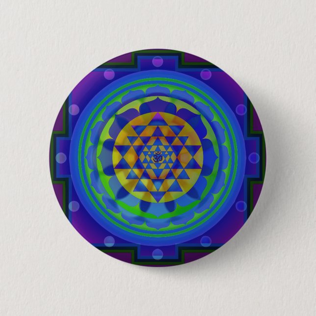 Om (OM) Yantra mandala Button (Vorderseite)
