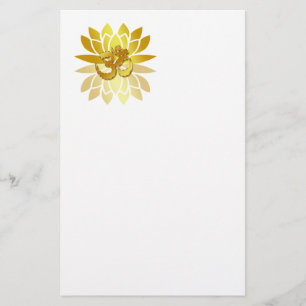 OM Omkara und goldfarbene Lotus-Blume Briefpapier