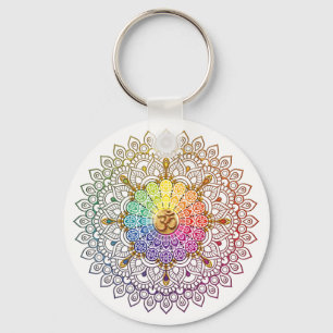 Om Rainbow Mandala Schlüsselanhänger