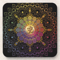 OM-Regenbogen-Blume des Leben-Untersetzer