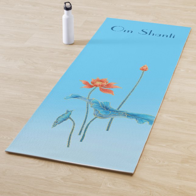 Om Shanti Elegante Blue Peace Lotus Blume Yoga Mat Yogamatte (Beispiel)