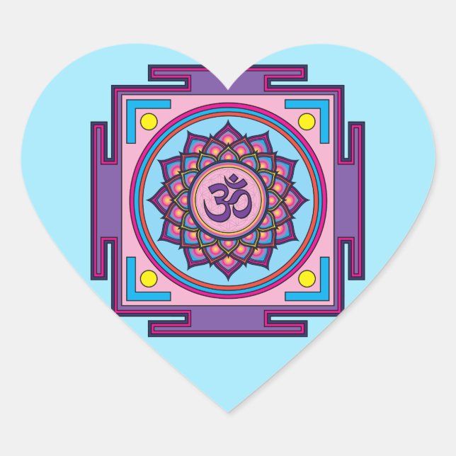 Om Shanti Om Mandala Herz-Aufkleber (Vorderseite)