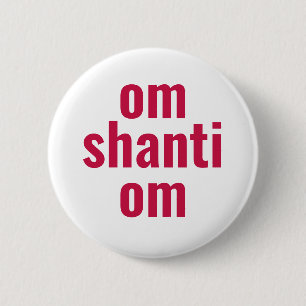 om shanti om pink Peace typography Button