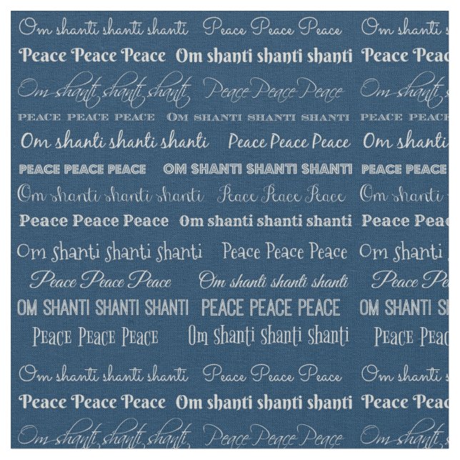Om Shanti, Peace Cotton Stoff (Nahaufnahme)