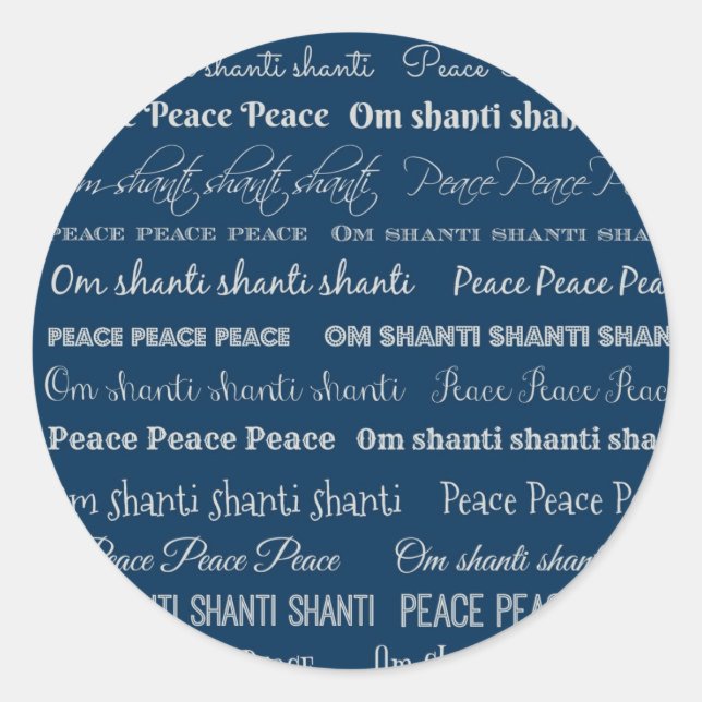 Om Shanti, Peace Runder Aufkleber (Vorderseite)
