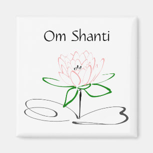 Om Shanti Pink Green Lotus Magnet