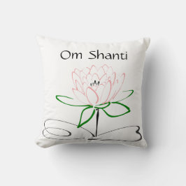 Om Shanti Pink Green Lotus Pillow Kissen