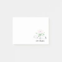 Om Shanti Pink Green Lotus Post-its