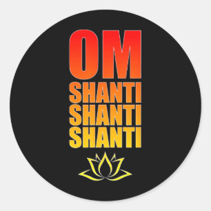 Om Shanti Shanti Shanti. Om Frieden Sanskrit Yoga Runder Aufkleber