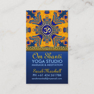 Om Shanti Yoga Orange Blue Business Cards Visitenkarte
