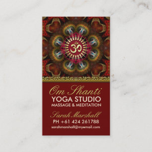 Om Shanti Yoga Red Gold Business Cards Visitenkarte