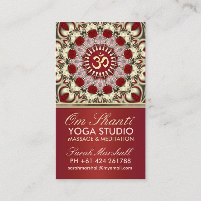 Om Shanti Yoga Studio Business Card Visitenkarte (Vorderseite)