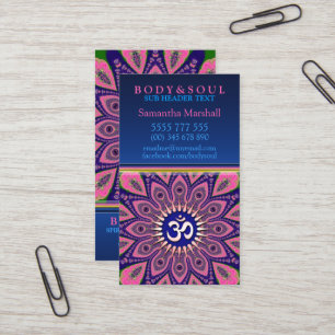 Om Sign Pink Mandala Yoga NewAge Business Cards Visitenkarte