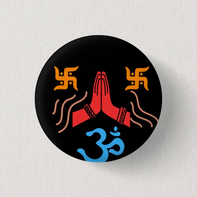 Om swastik Hingabe Button (Vorderseite)