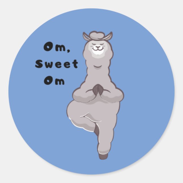 Om, Sweet Om - Funny Lama Yoga Pun Runder Aufkleber (Vorderseite)