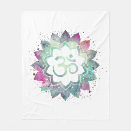 *~* OM Symbol Blumen Lotus Mandala Aquamarin Fleecedecke