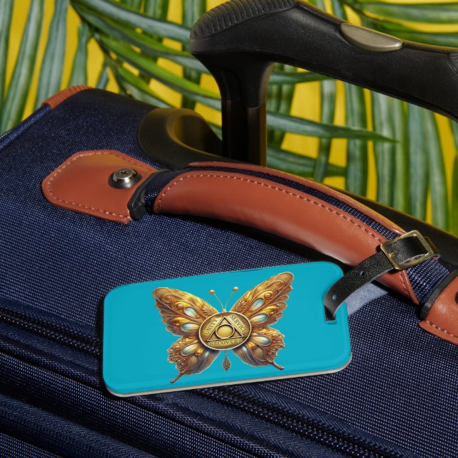 OM Symbol Butterfly Unity Service Erholung Gepäckanhänger (Vorderseite Insitu 3)