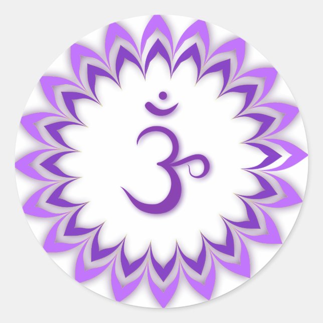 Om Symbol / Crown Chakra Runder Aufkleber (Vorderseite)
