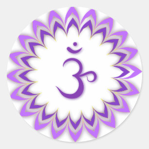 Om Symbol / Crown Chakra Runder Aufkleber