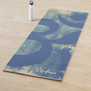 Om Symbol Distressed Blue Denim Personalisiert Yogamatte