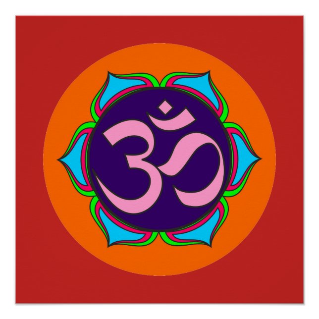 om Symbol heilige Buddhismus Religion Zen Yoga Blu Poster (Vorderseite)