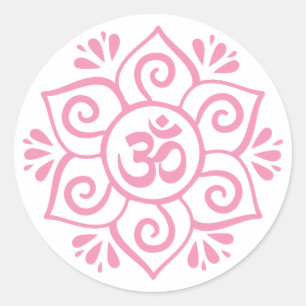 OM-Symbol in der Lotosblumenblatt-Mandala Runder Aufkleber