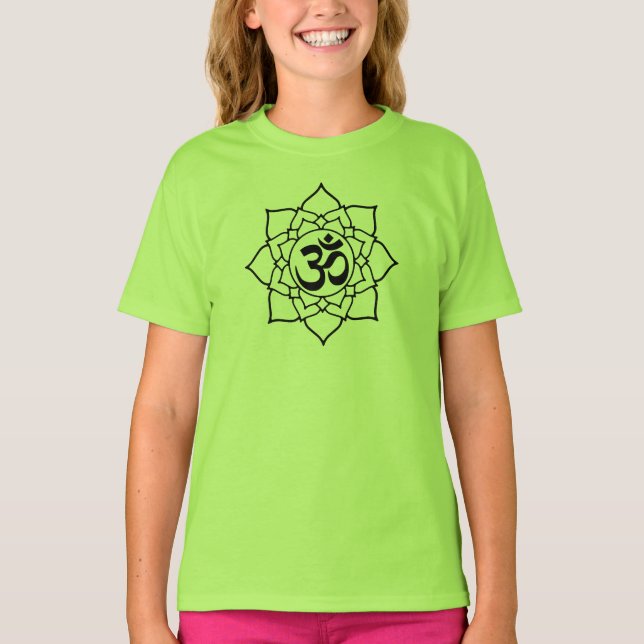 Om Symbol in Lotus Blume Blossom T-Shirt (Vorderseite)