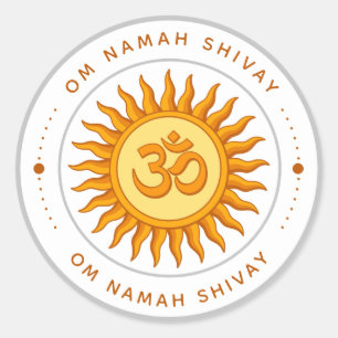 Om Symbol in Radiant Sun Spirituelle Hindudesign Runder Aufkleber