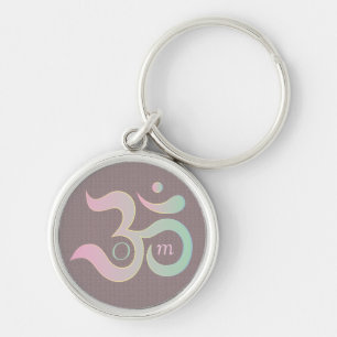 Om Symbol in Sanskrit pastellfarben pink grün lila Schlüsselanhänger