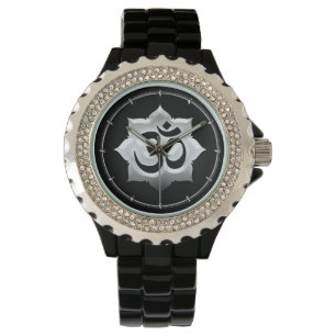 OM-Symbol-Lotos-Spiritualität-Yoga-Wappen Armbanduhr