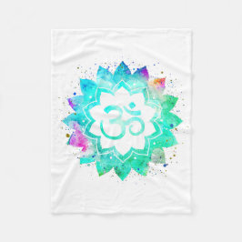 *~* Om Symbol Lotus Blume Mandala Weiße Neuzeit Fleecedecke