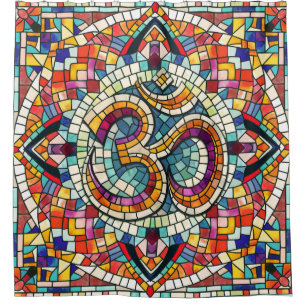 OM Symbol Lotus Mandala Mosaic Duschvorhang