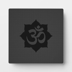 OM Symbol Lotus Spiritualität im Carbon Fibre Styl Fotoplatte