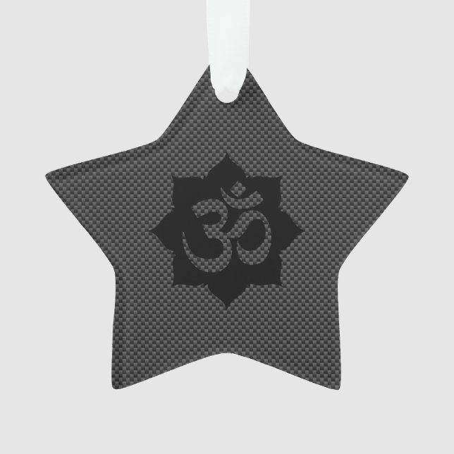 OM Symbol Lotus Spiritualität im Carbon Fibre Styl Ornament (Vorderseite)
