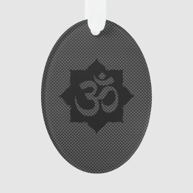 OM Symbol Lotus Spiritualität im Carbon Fibre Styl Ornament (Vorderseite)