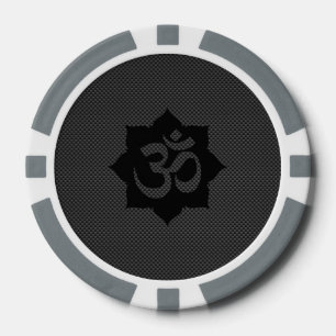 OM Symbol Lotus Spiritualität im Carbon Fibre Styl Pokerchips