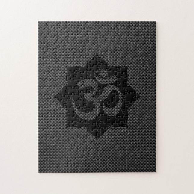 OM Symbol Lotus Spiritualität im Carbon Fibre Styl Puzzle (Vertikal)