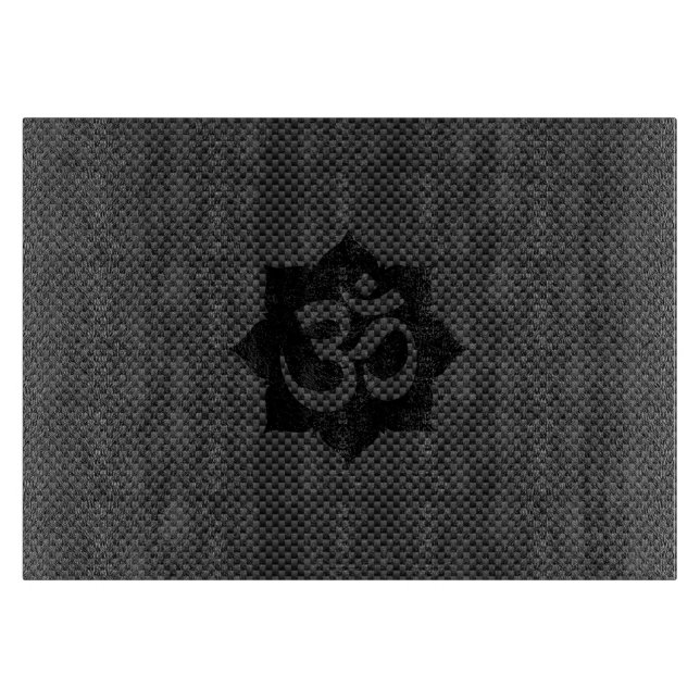 OM Symbol Lotus Spiritualität im Carbon Fibre Styl Schneidebrett (Vorderseite)