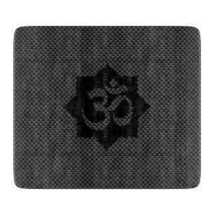 OM-Symbol Lotus Spiritualität im Carbonfaser-Stil Schneidebrett