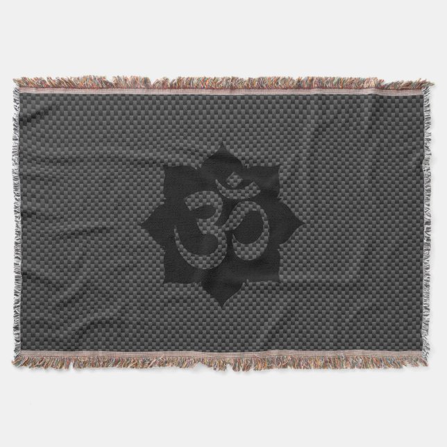 OM Symbol Lotus Spiritualität Yoga Carbon Style Decke (Vorderseite)